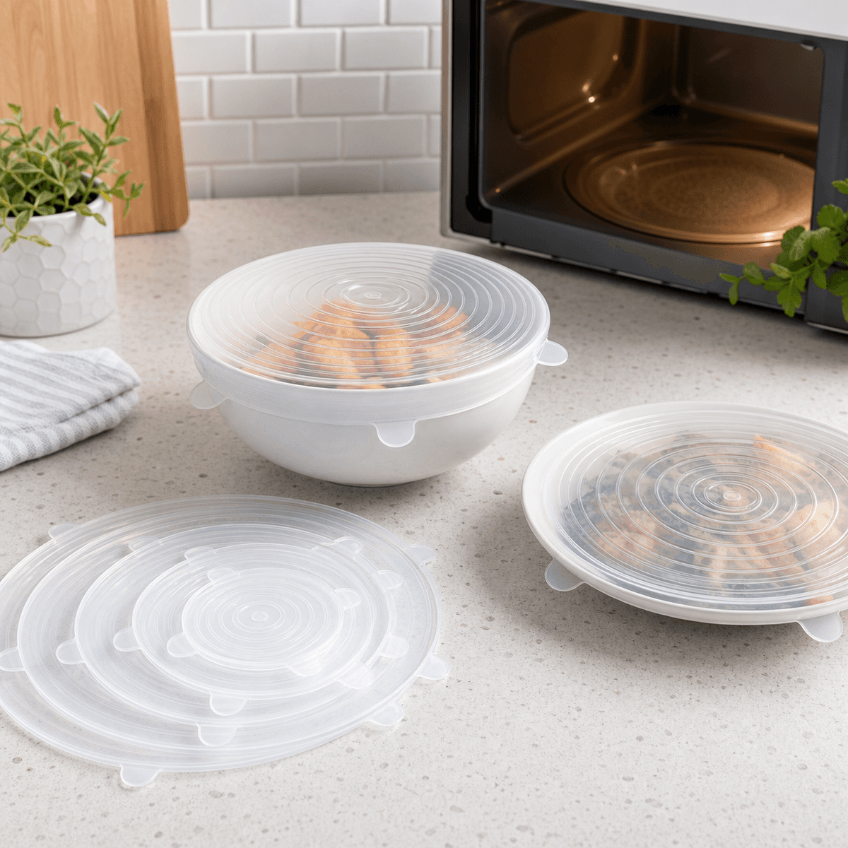 Kit Tampas de Silicone para Microondas